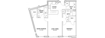 a floor plan of a house at Flats at West Broad Village, Glen Allen, 23060