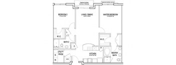 a floor plan of a house at Flats at West Broad Village, Virginia, 23060