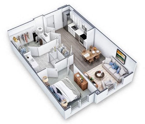 1 Bed 1 bath Floor Plan | 676 Sq. Ft.at Artistry at Winterfield Apartments, Midlothian