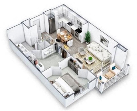 1 Bed 1 bath Floor Plan | 685 Sq. Ft. at Artistry at Winterfield Apartments, Virginia