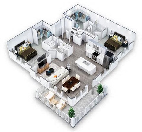 2 Bed 2 bath Floor Plan | 1,222 Sq. Ft. at Artistry at Winterfield Apartments, Midlothian, VA, 23112