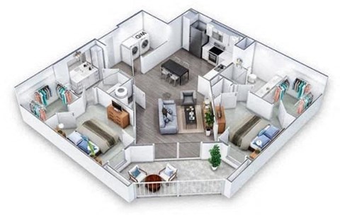 2 Bed 2 bath Floor Plan | 1,172 Sq. Ft. at Artistry at Winterfield Apartments, Virginia,23112