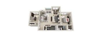 1 bed 1 bath floor plan A at Hunters Chase Apartments, Midlothia ,23112