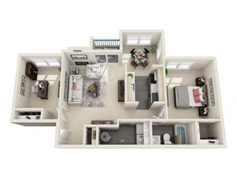 1 bed 1 bath floor plan A at Hunters Chase Apartments, Midlothia ,23112