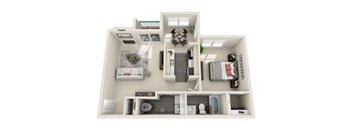 1 bed 1 bath floor plan at Hunters Chase Apartments, Midlothia, VA