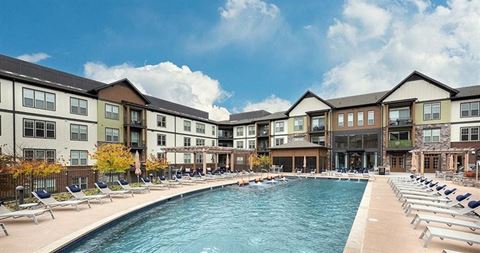 Expansive outdoor swimming pool at 2000 West Creek Apartments, Virginia, 23238