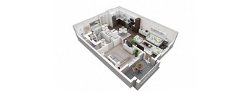 1 Bedroom, 1 Bathroom with 742 square feet at 2000 West Creek Apartments, Virginia, 23238