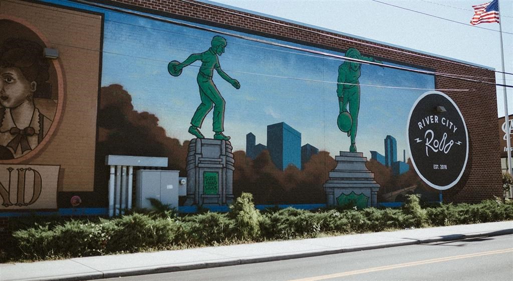 a mural on the side of a building