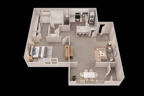 a bedroom with a bed and a desk in a room at Trails at Short Pump Apartments, Richmond