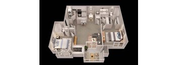 a spacious two bedroom apartment with two bathrooms and a living room with a fireplace and a balcony at Short Pump Apartments, Richmond, Virginia