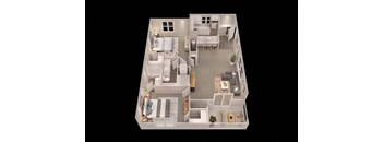 bedroom floor plan an in 3d at Trails at Short Pump Apartments, Richmond