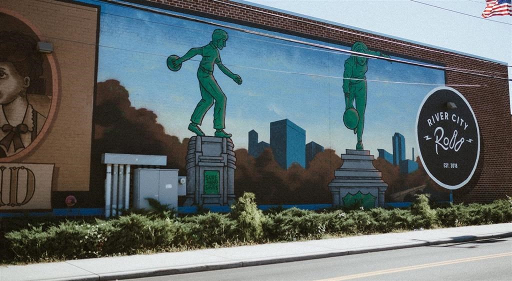 a mural on the side of a building