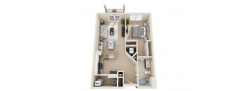 a furnished floor plan with two bedrooms and a balcony at Sterling Manor, Williamsburg