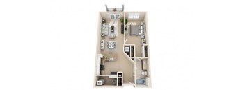 a furnished floor plan with two bedrooms and two bathrooms at Sterling Manor, Virginia