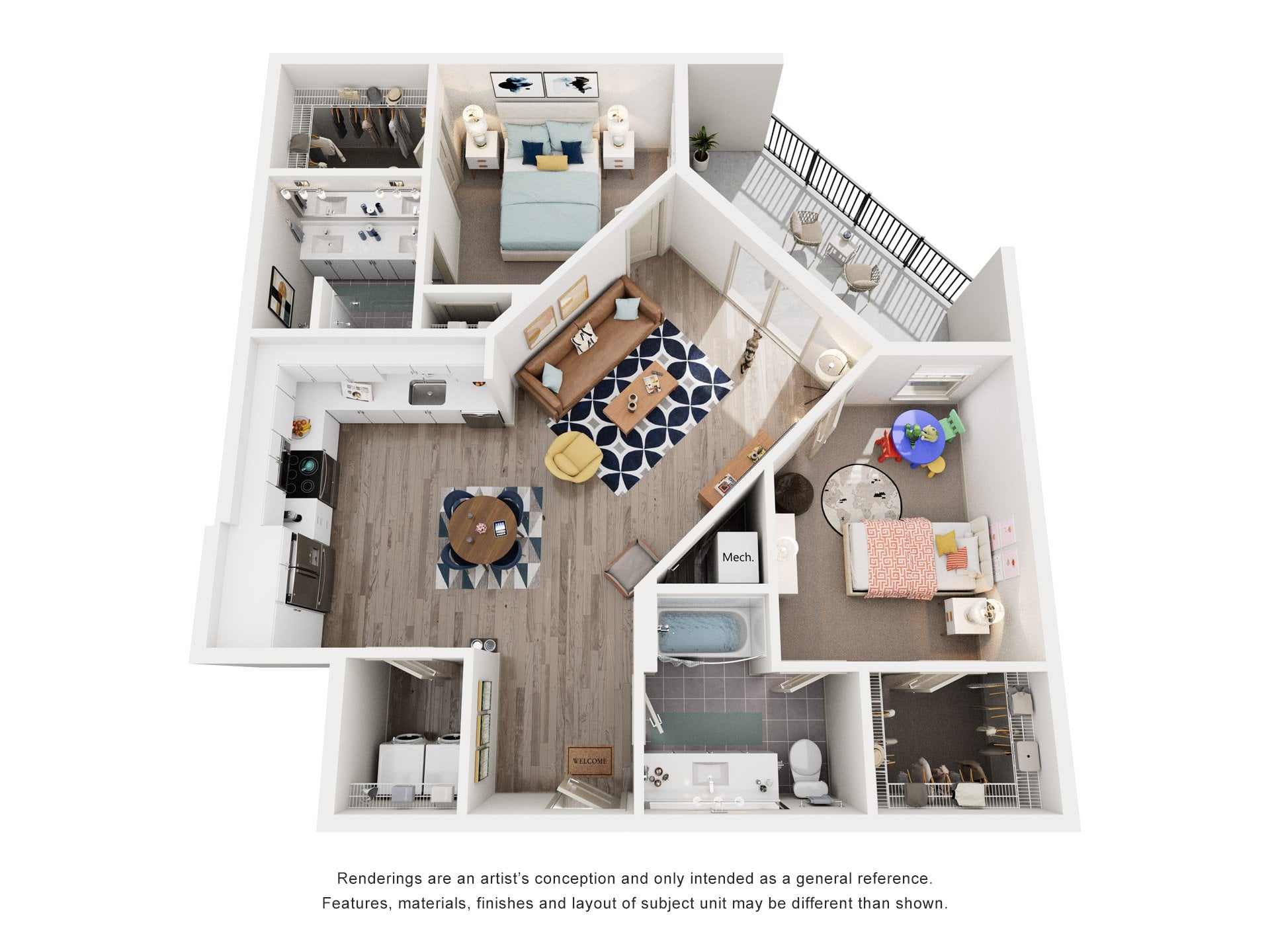 Waterfall Floorplan at 2000 West Creek Apartments, Richmond