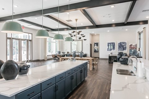 the kitchen is open to the living room and dining room at Village at Westland Cove Apartments, Tennessee, 37922