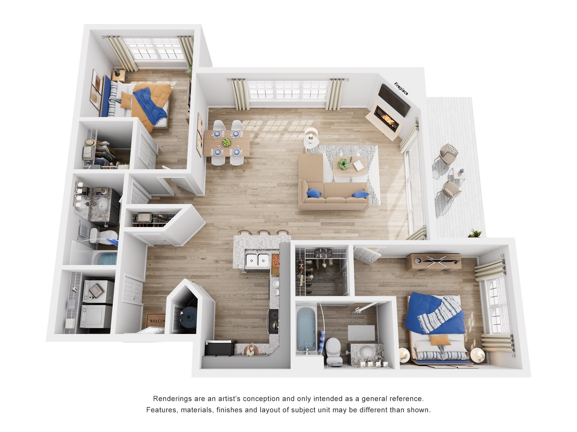 2 Bed 2 Bath Floor Plan | 1,252 Sq. Ft. at Saltmeadow Bay, Virginia, 23451