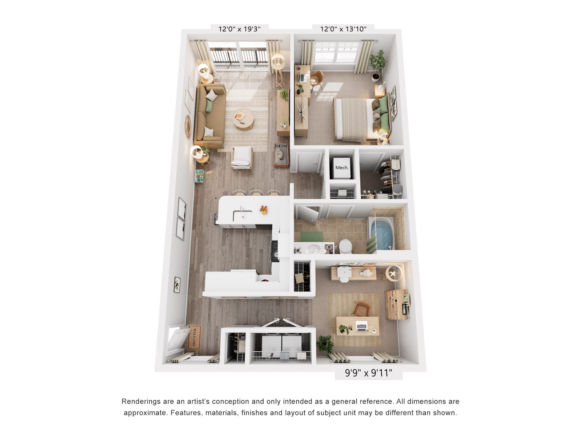 Willow Floorplan at Flats at West Broad Village, Glen Allen, 23060