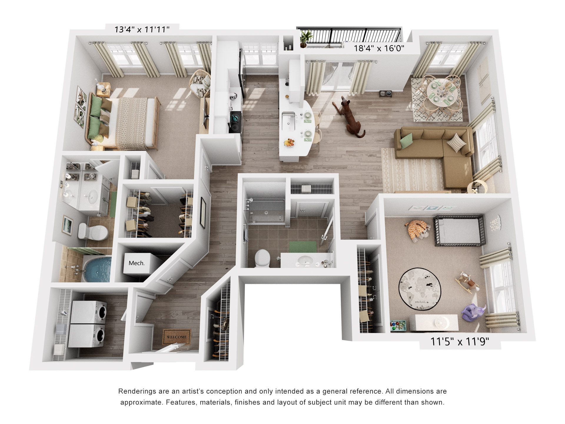 Windmill Floorplan at Flats at West Broad Village, Virginia