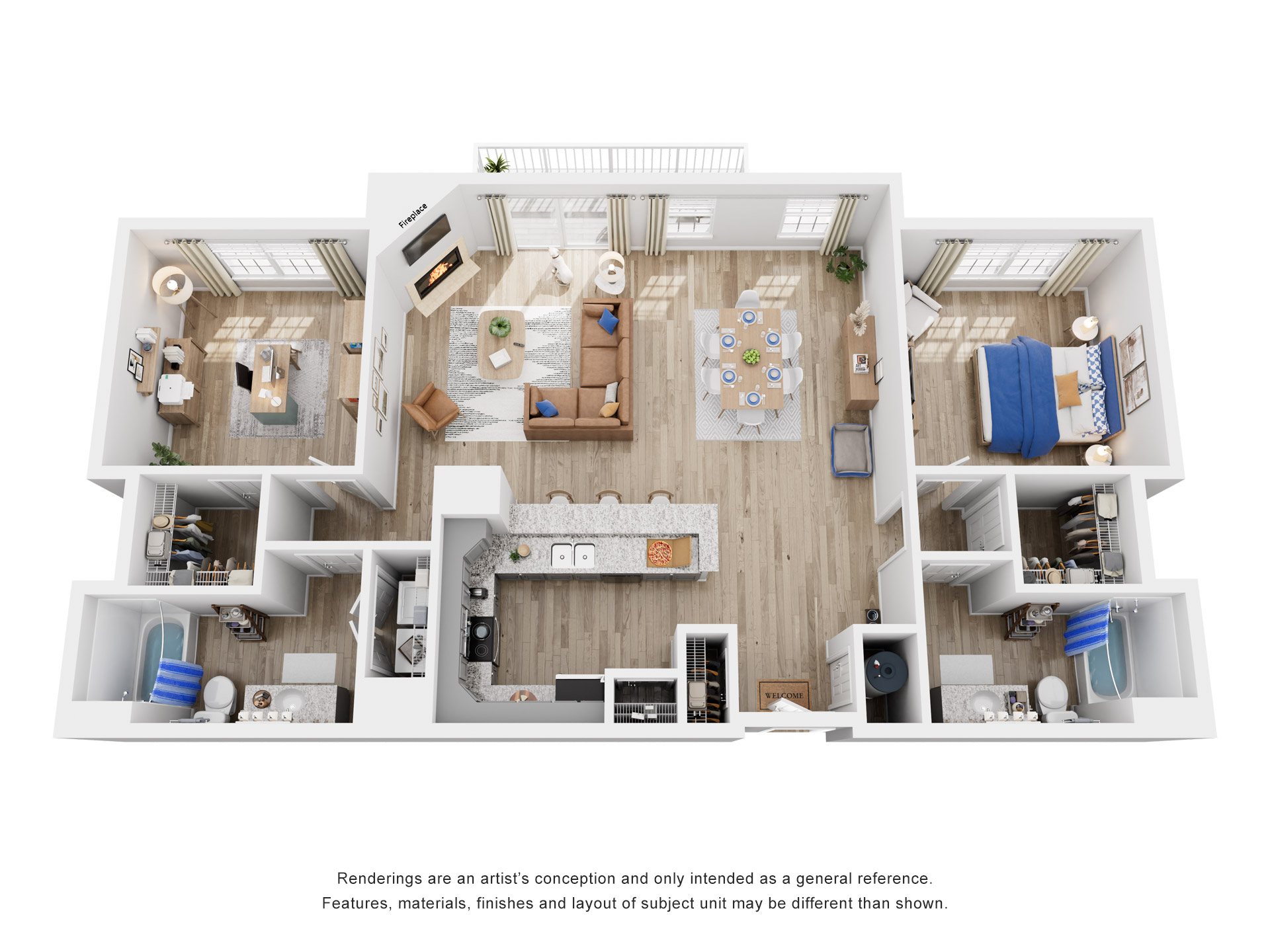 2 Bed 2 Bath Floor Plan | 1,303 Sq. Ft. at Saltmeadow Bay, VA, 23451