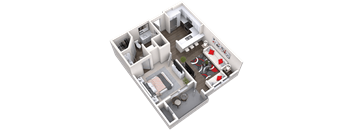 1 bed 1 bath floor plan at Canopy at Ginter Park Apartments, Richmond, VA, 23227