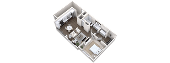 1 bed 1 bath floor plan A at Canopy at Ginter Park Apartments, Richmond, VA, 23227