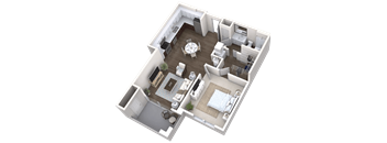 1 bed 1 bath floor plan B at Canopy at Ginter Park Apartments, Richmond, VA, 23227