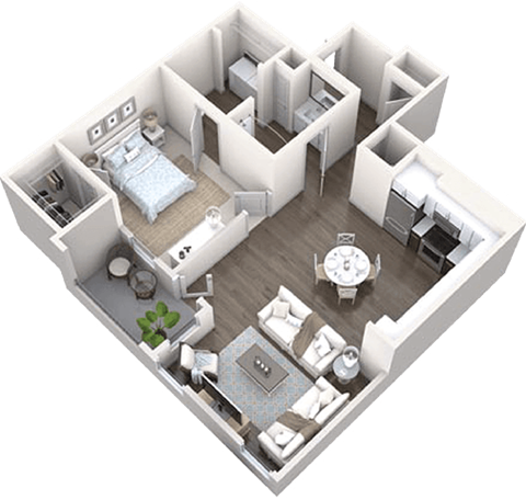 1 bed 1 bath floor plan C at Canopy at Ginter Park Apartments, Richmond, VA, 23227