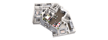 3 bed 2 bath floor plan at Canopy at Ginter Park Apartments, Richmond, VA, 23227