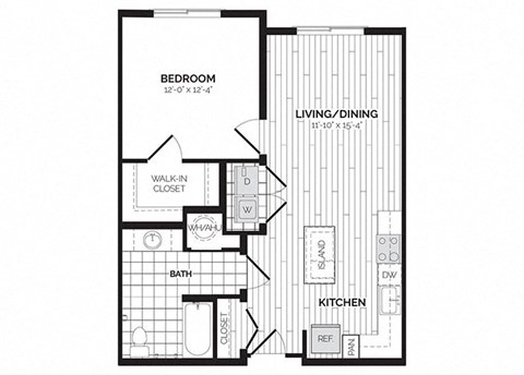 a floor plan of a bedroom apartment at Rivergate, Virginia