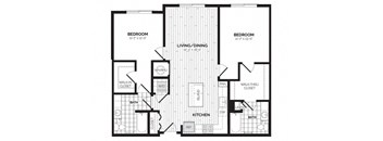 a floor plan of a bedroom apartment at Rivergate, Woodbridge Virginia