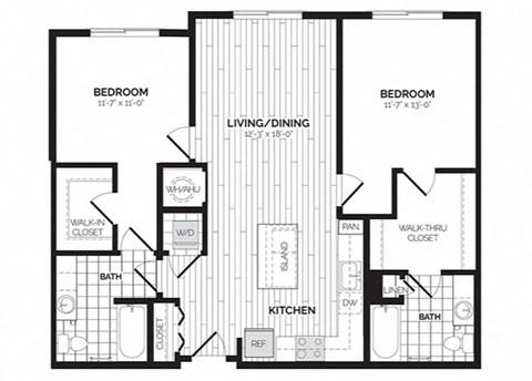 a floor plan of a bedroom apartment at Rivergate, Woodbridge Virginia