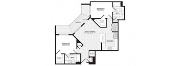 a black and white floor plan of a house at Rivergate, Woodbridge
