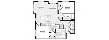 a floor plan of a bedroom apartment at Rivergate, Virginia