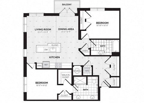 a floor plan of a bedroom apartment at Rivergate, Virginia, 22191