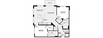 a floor plan of a bedroom apartment at Rivergate, Woodbridge Virginia