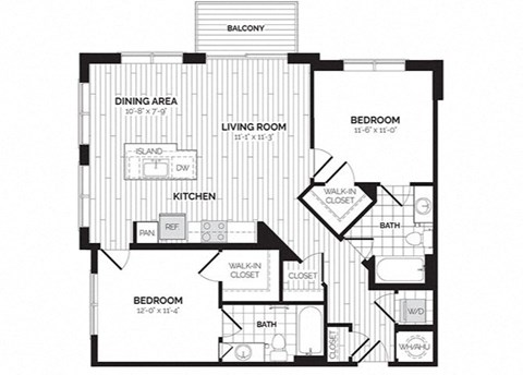 a floor plan of a bedroom apartment at Rivergate, Woodbridge Virginia