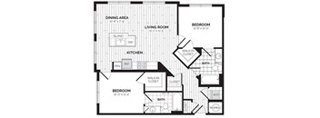 a floor plan of a bedroom apartment at Rivergate, Woodbridge