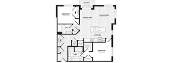 a floor plan of a bedroom apartment at Rivergate, Virginia, 22191