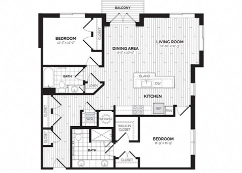 a floor plan of a bedroom apartment at Rivergate, Virginia, 22191