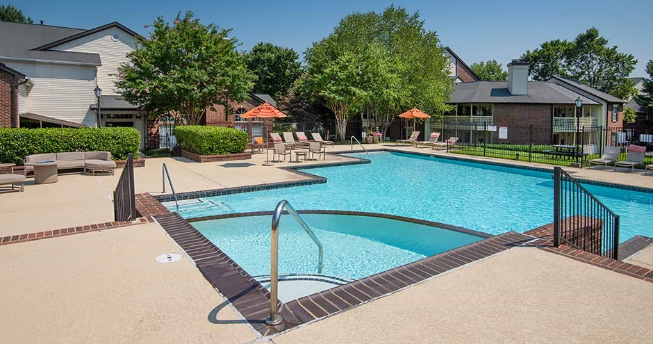 our apartments showcase a swimming pool at Bellemeade Farms Apartments, Leesburg, VA