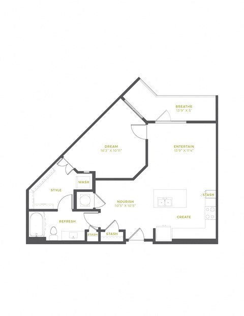 A3B Floor Plan at The Quincy Apartments, Acworth, GA