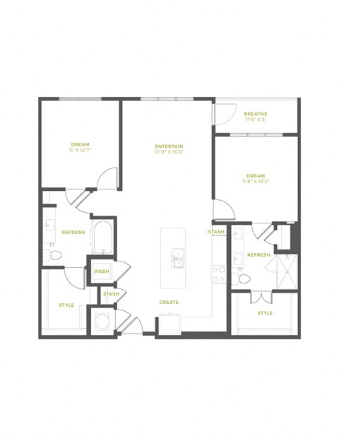 B2 Floor Plan at The Quincy Apartments, Acworth