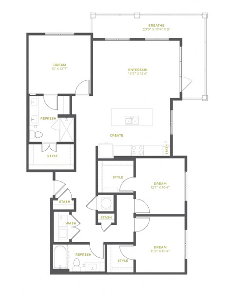 C1 Floor Plan at The Quincy Apartments, Georgia, 30102