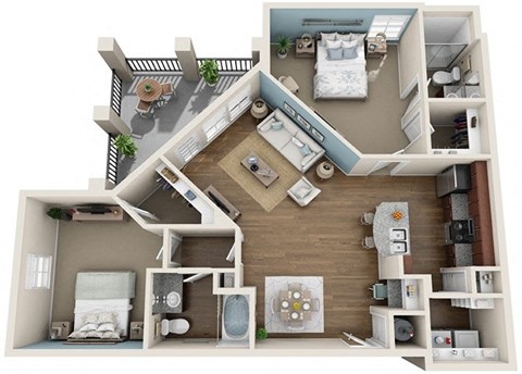Lookout Corner | 1,151 Sq. Ft. Floor Plan at Integra Vista Apartments, Hixson Tennessee