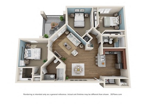 Coner Floor Plan | 1,278 Sq. Ft. at Integra Vista Apartments, Hixson, TN