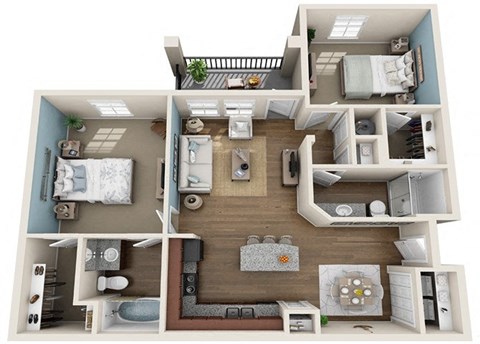 Walden Floor Plan | 1,071 Sq. Ft. at Integra Vista Apartments, Hixson