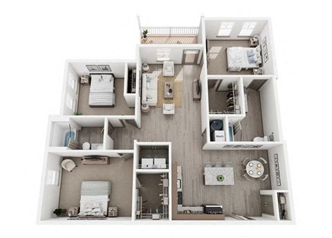 Concord Floor Plan | 1,521 Sq. Ft. at Village at Westland Cove Apartments, Tennessee, 37922