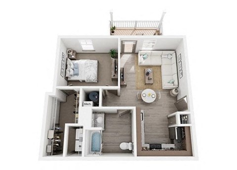 Lagoon Floor Plan | 725 Sq. Ft. at Village at Westland Cove Apartments, Knoxville, TN