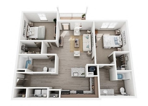 Quarry Floor Plan | 1,248 Sq. Ft. at Village at Westland Cove Apartments, Knoxville
